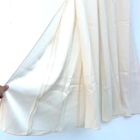 Haute Hippie Wide Leg Front Slit Cream Trousers Pants 6 High Waisted Flowy - Picture 4 of 12